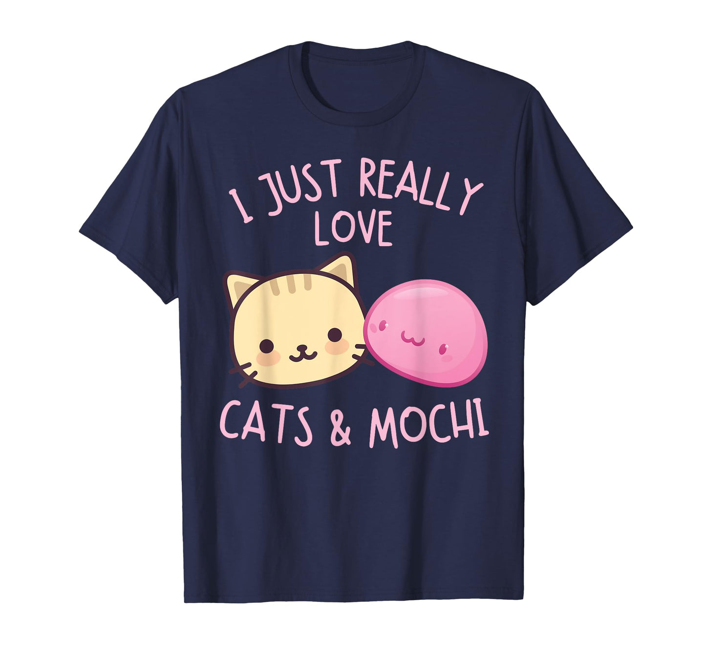 Cute Kawaii Girl Loves Pink Mochi Cat Asian Food Anime Women T-Shirt