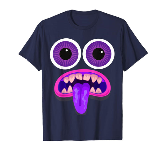 Men's Women's Purple Monster Face Halloween Costume T-Shirt