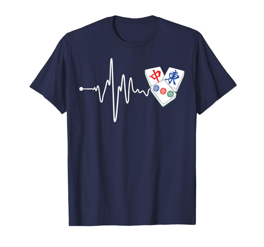 Heartbeat Mahjong Player Tile Game Lover Men Women T-Shirt