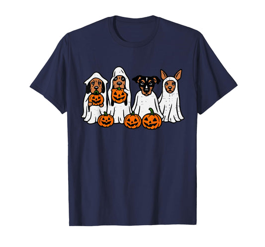Dog Ghost Pumpkin Halloween Costume Dog Lover Men Women Kids T-Shirt