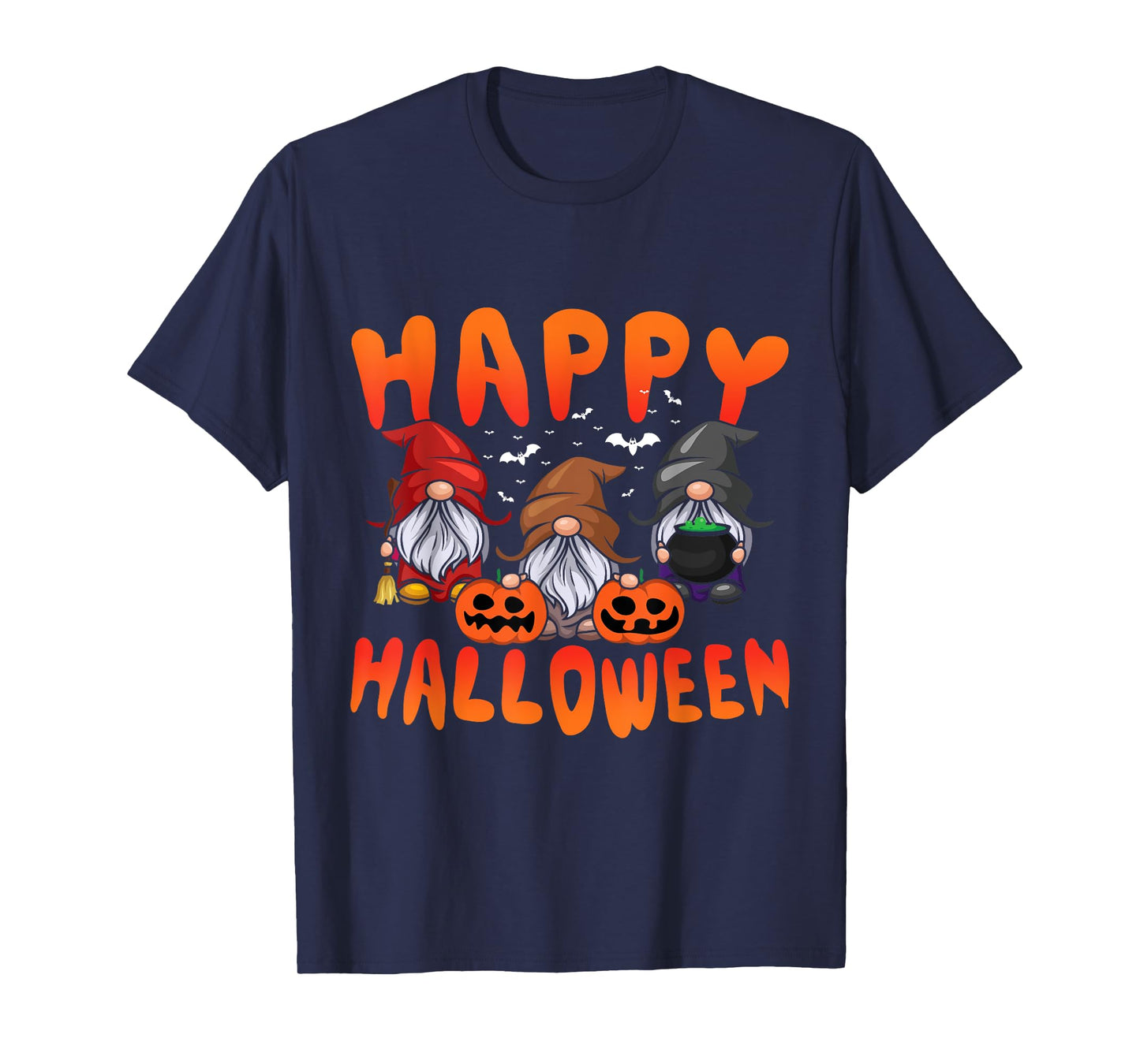 Gnomes Halloween Greeting Holiday Pumpkin Creepy Halloween T-Shirt