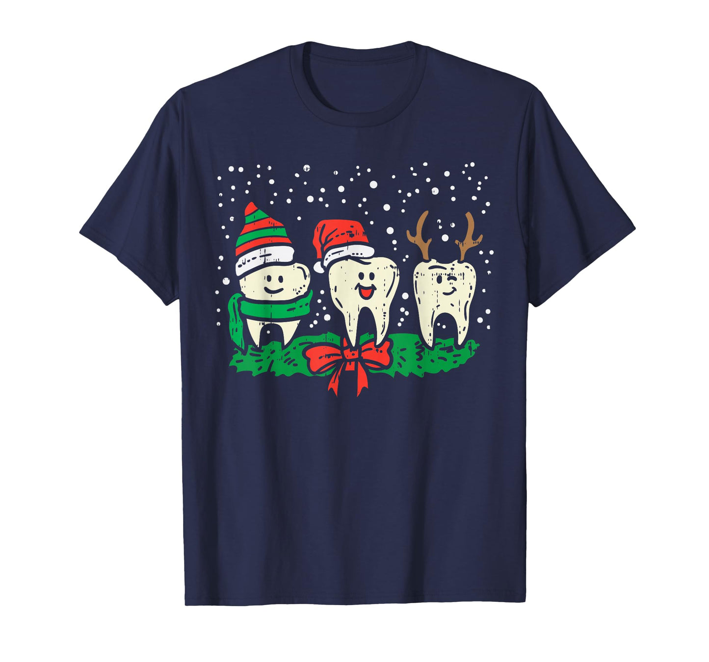 Dental Cute Christmas Teeth Reindeer Santa Snow Dentist Gift T-Shirt