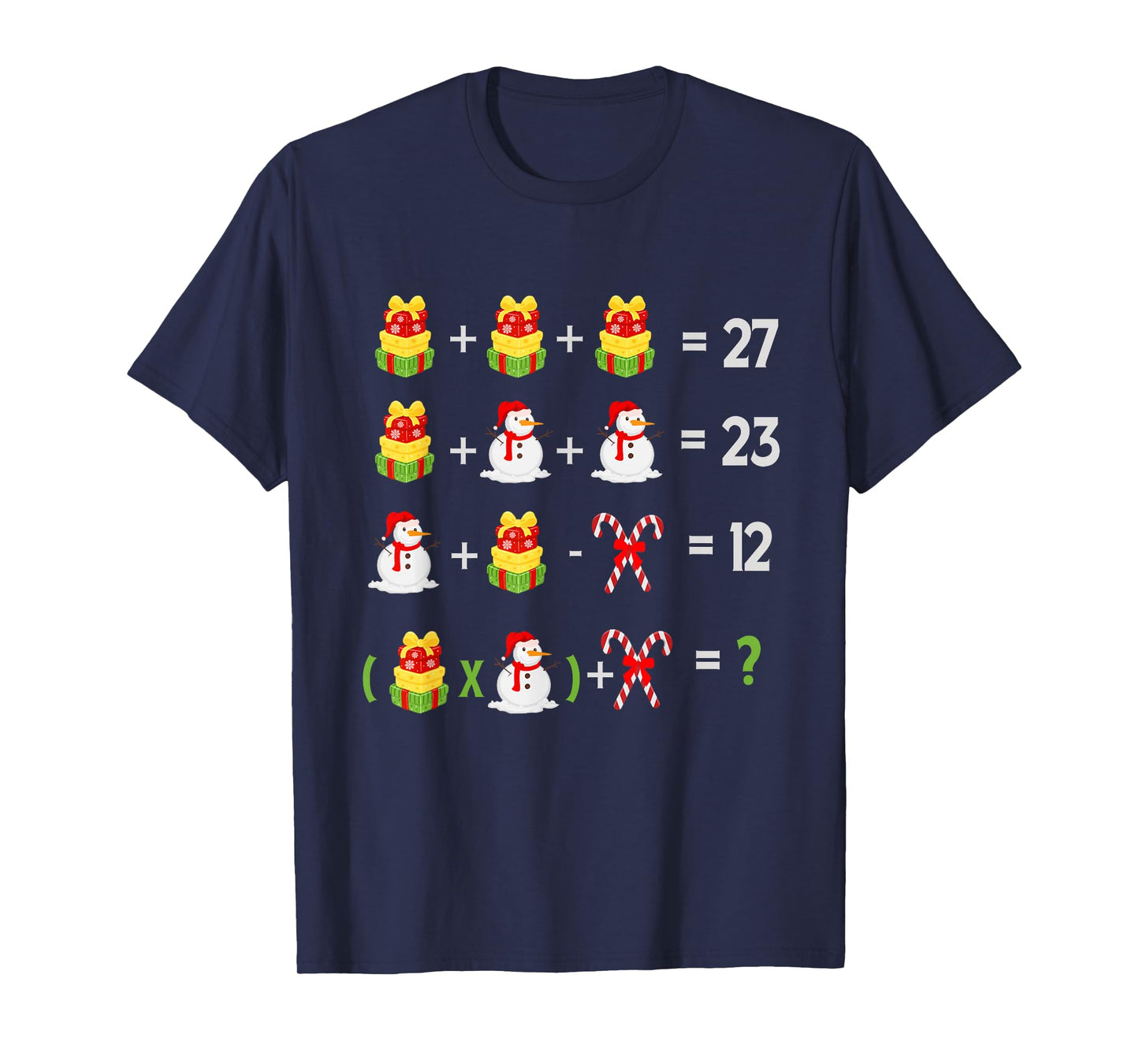 Christmas 67 Funny Teacher Math Snowman and Red Candy T-Shirt