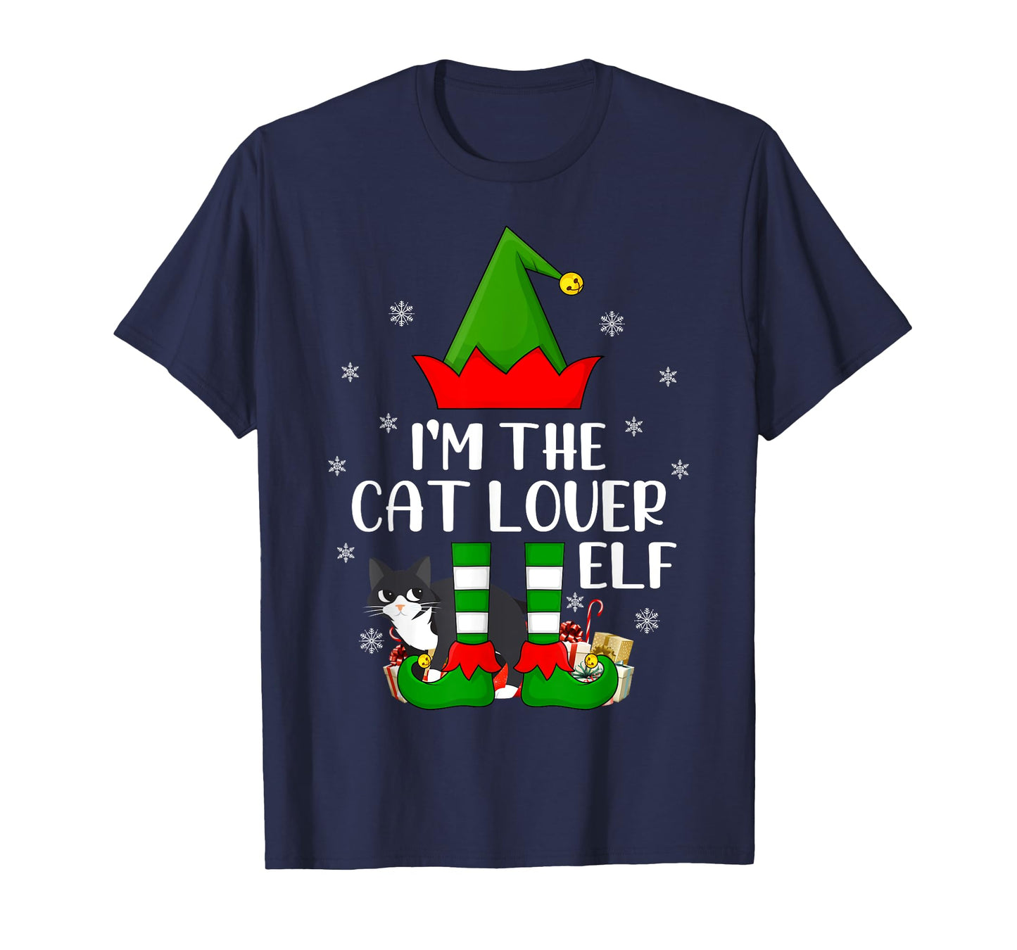 Matching Family I'm The Cat Lover Elf Christmas T-Shirt for Men Women Kids
