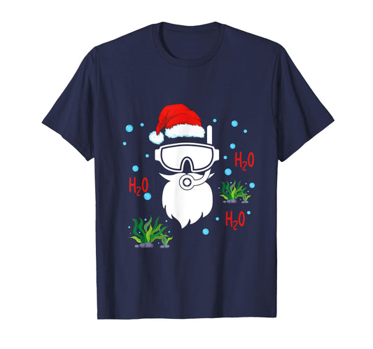 Christmas Diving Santa Face Funny Scuba Diver Dving Lover T-Shirt