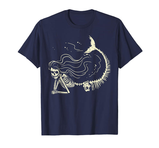 Mermaid Skeleton Cute Halloween Costume Women Girls Kids T-Shirt