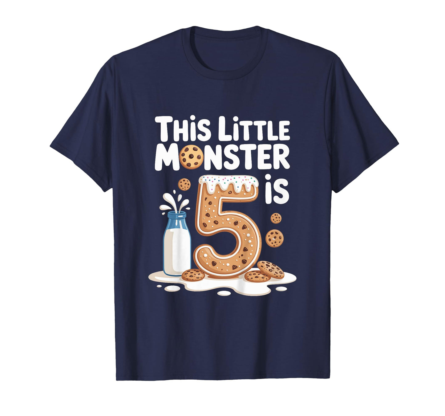 Kids This Cute Monster is 5 Cute Cookie 1st Birthday T-Shirt