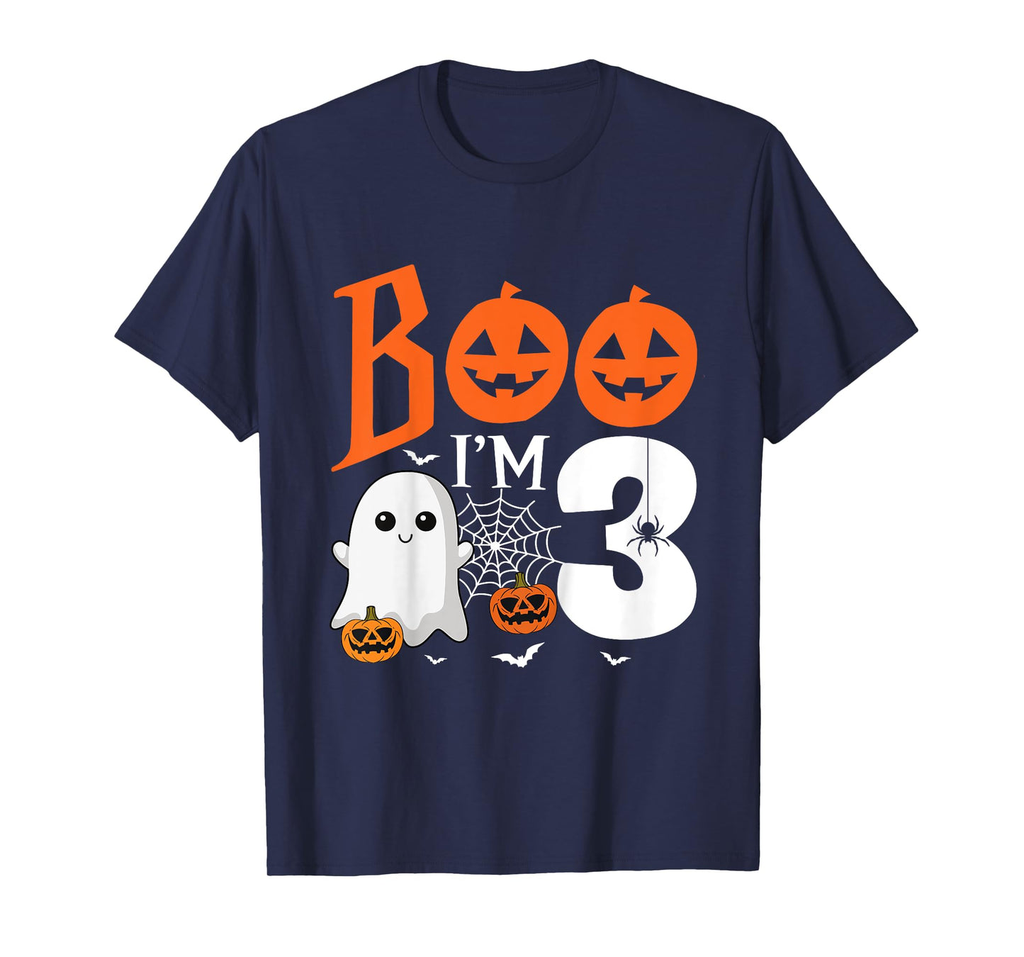 Kids Boo I'm 3 Yr Old 3rd Birthday Halloween Girl Boy Costume T-Shirt