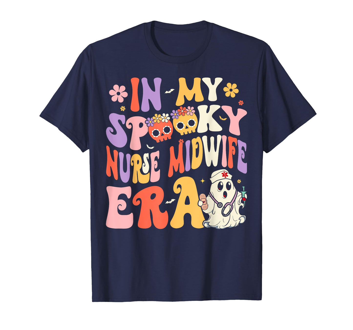 In My Spooky Nurse Midwife Era Groovy Ghost Halloween Nurse T-Shirt