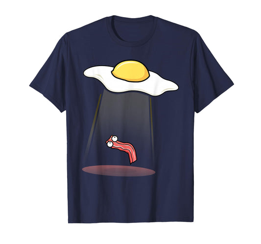 Bacon Kidnapping Bacon Funny Alien UFO Breakfast Galaxy T-Shirt