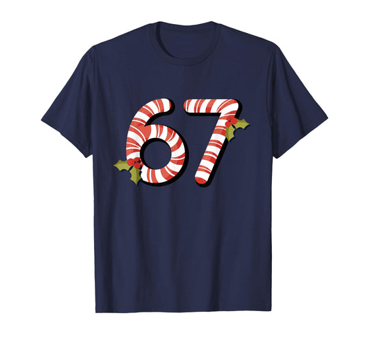67 Mas Meme Candy Cane Six Seven Kids Men Women Christmas T-Shirt