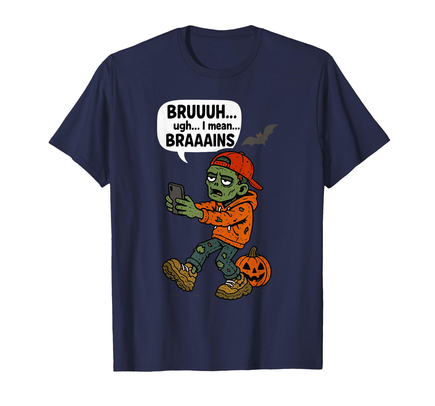 Zombie Bruh Pumpkin Men Women Kids Teens Funny Halloween T-Shirt