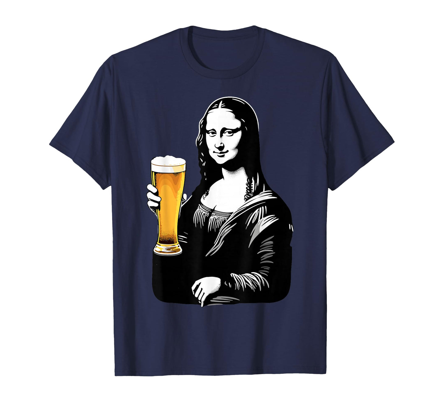 Mona Lisa Drinking Beer Party Joke Beer & Art Lover Humor T-Shirt