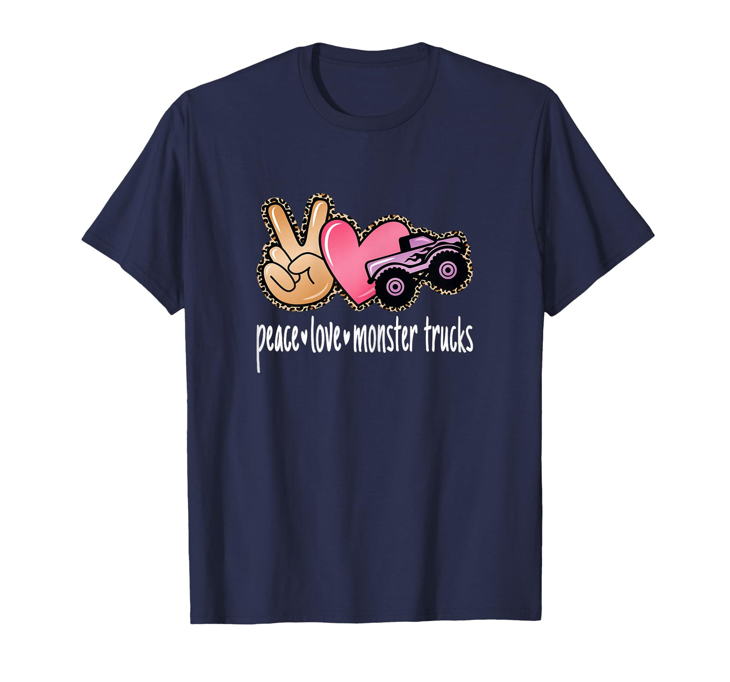 Peace Love Monster Trucks Cute Women Girls T-Shirt