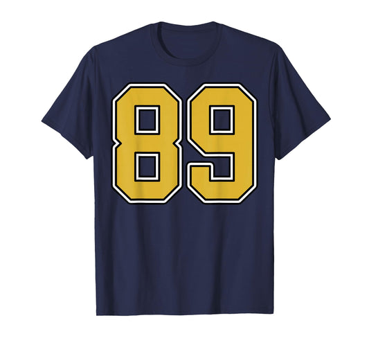 Old Gold Black White Sports Number 89 Jersey Uniform Player T-Shirt