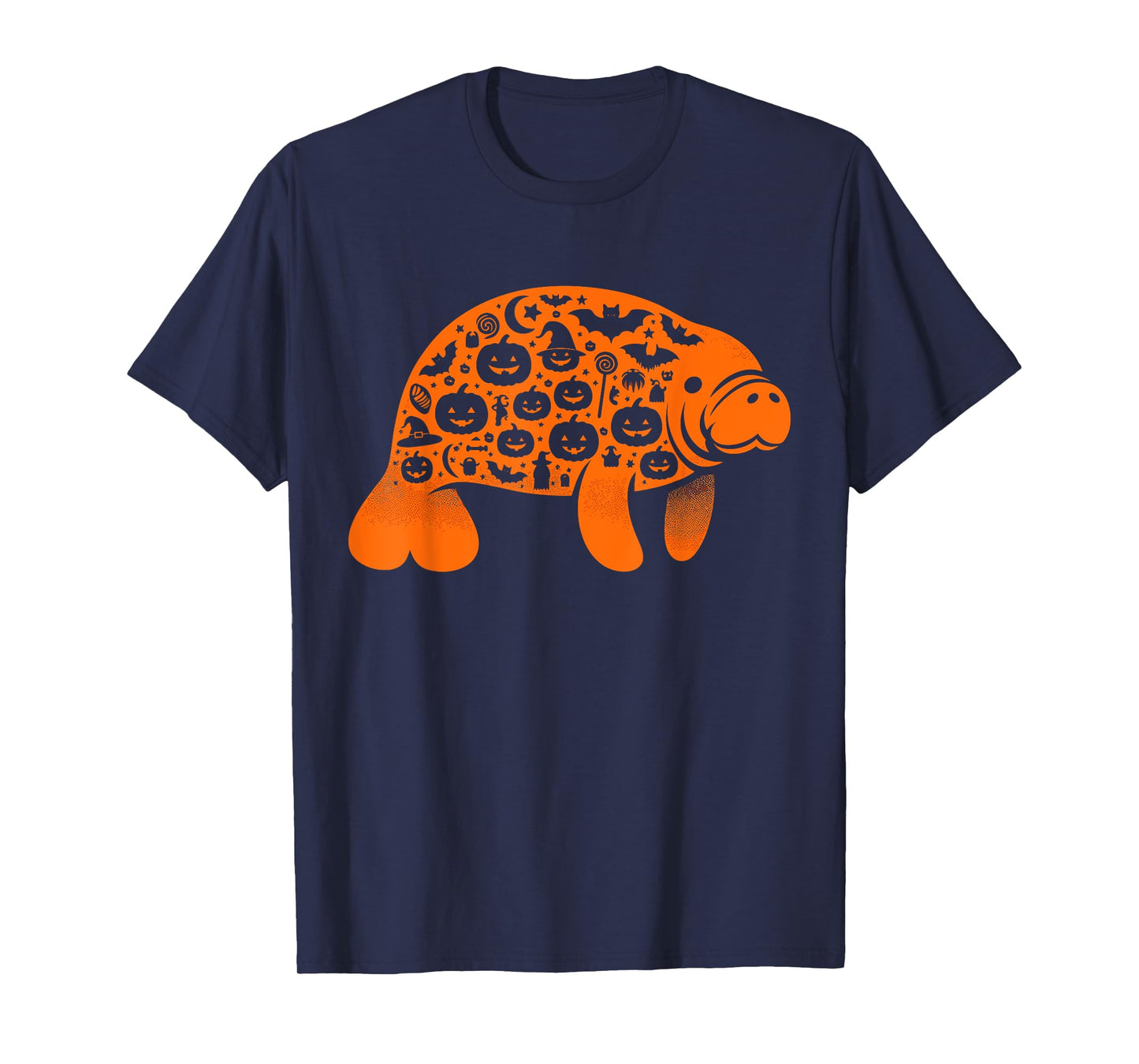 Funny Pumpkin Manatee Candy Halloween Mens Womens Kids T-Shirt