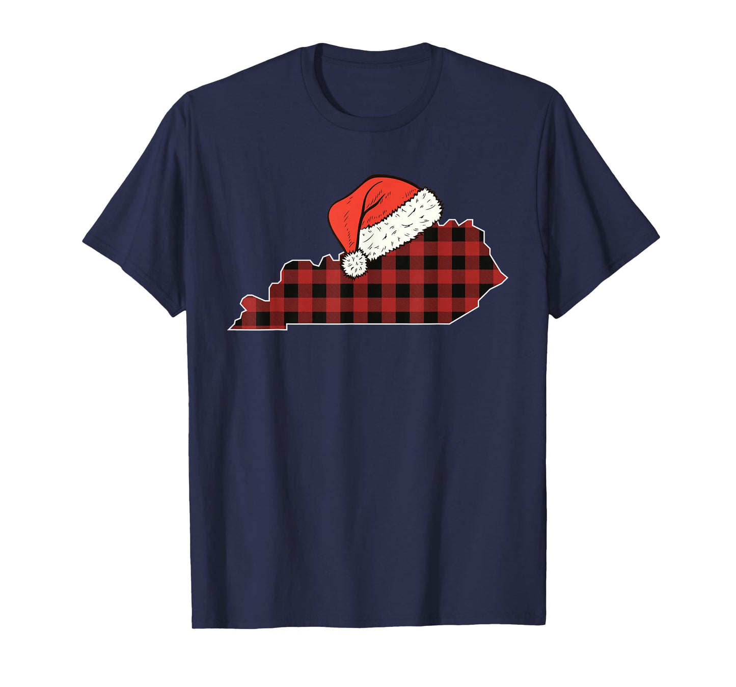 Kentucky Plaid Christmas Santa Hat Holiday Matching Design T-Shirt