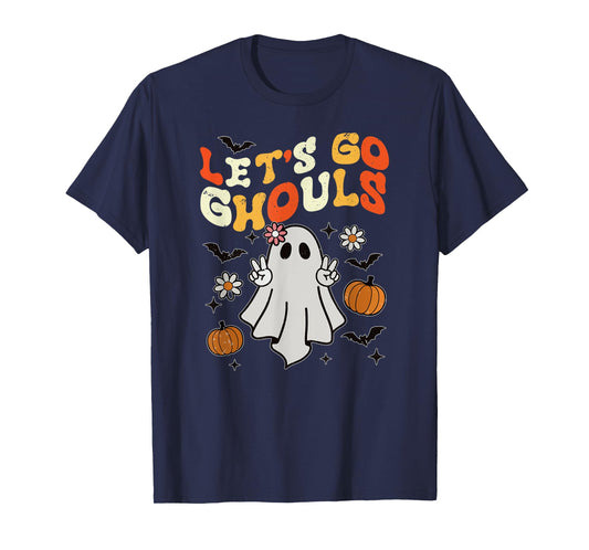 Halloween Lets Go Ghouls Ghost Retro Shirts Women Girl Kids T-Shirt