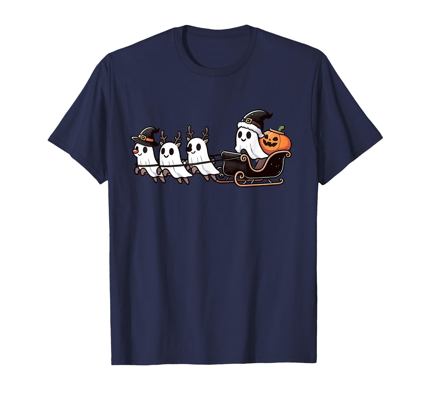 Halloween Christmas Santa's Reindeer Ghost Happy Ghost T-Shirt