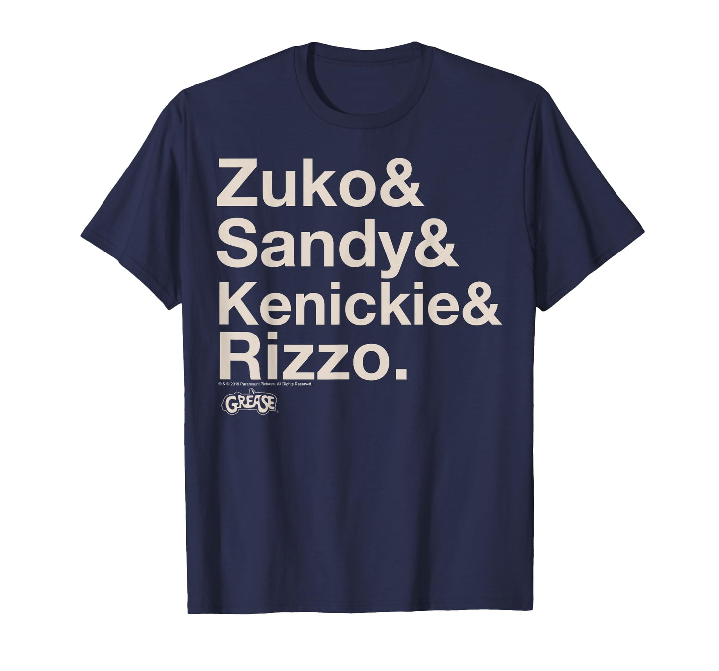 Grease Zuko Sandy Kenickie Rizzo Name Stack T-Shirt