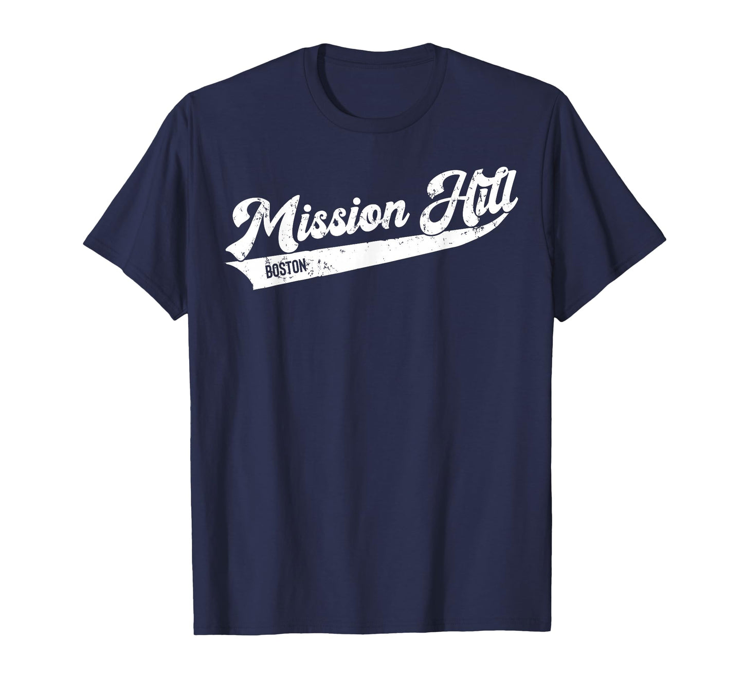 Mission Hill Boston Typographic Retro Distressed Design T-Shirt