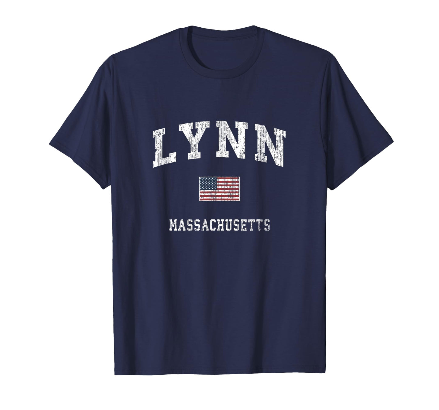 Lynn Massachusetts MA Vintage American Flag Sports Design Women Kids Men T-Shirt