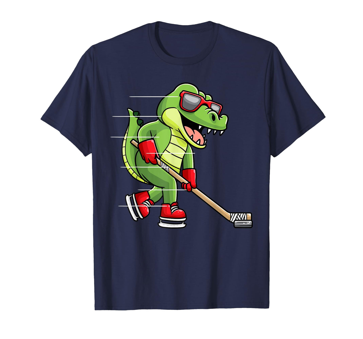 Crocodile Playing Ice Hockey Game Player Alligator T-Shirt