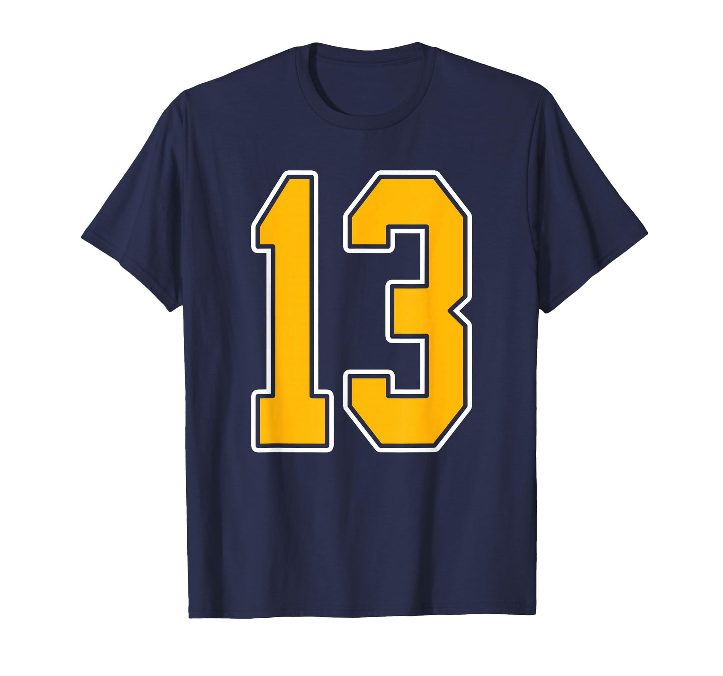 Gold and White Sports Number 13 Jersey Uniform Player T-Shirt
