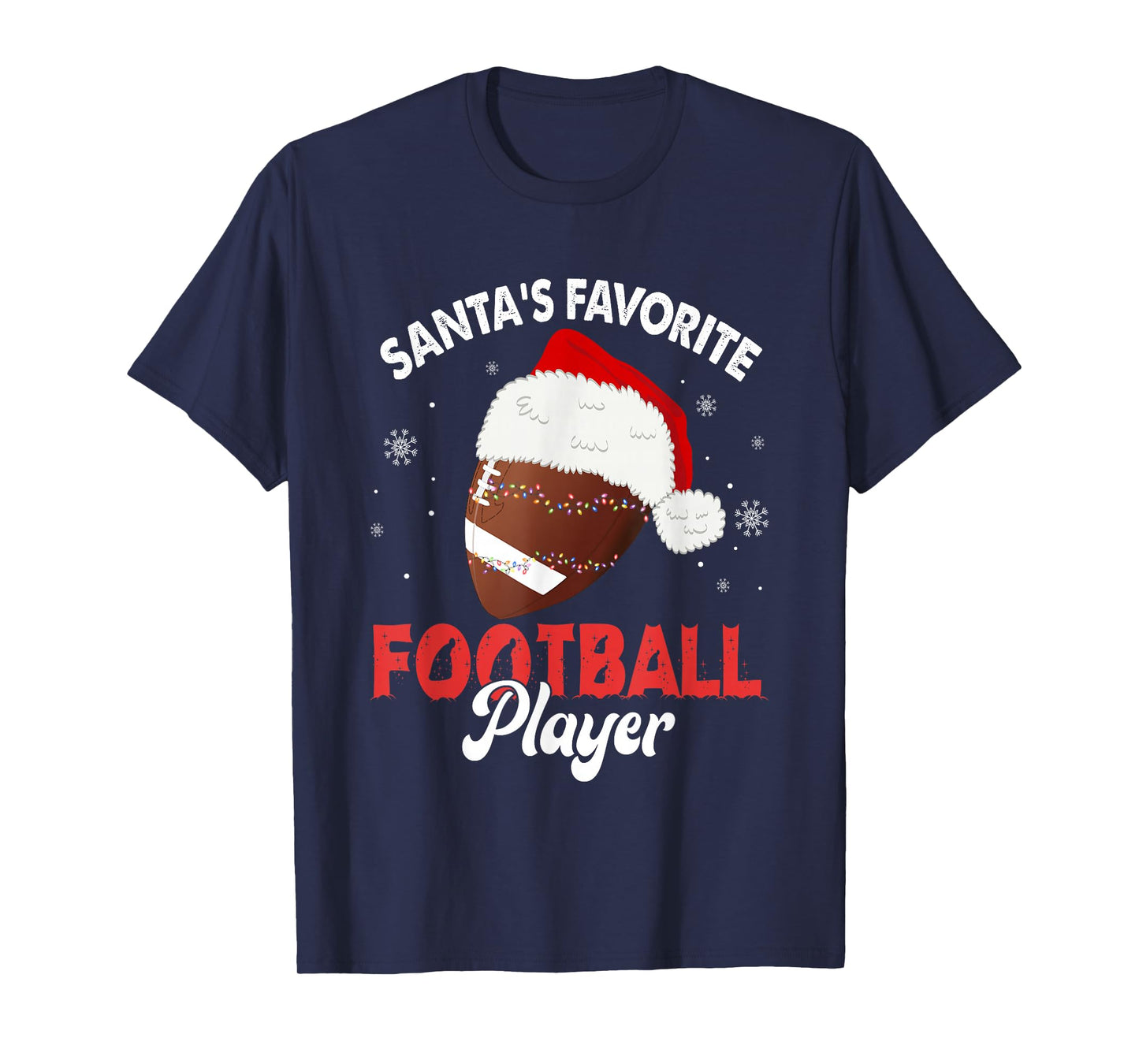 Santa's Favorite Football Player Christmas Pajamas Men Boys T-Shirt