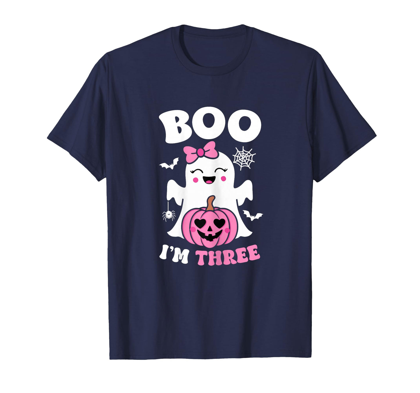 Ghost Boo I'm Three Year 3rd Birthday Girls Halloween Groovy T-Shirt