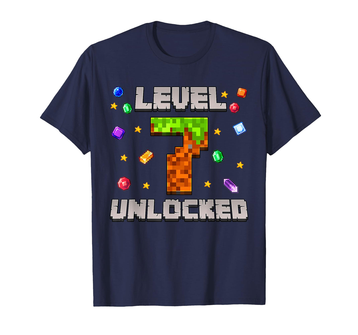 Birthday Boy Level 7 Unlocked 7th Birthday Video Game Pixel T-Shirt