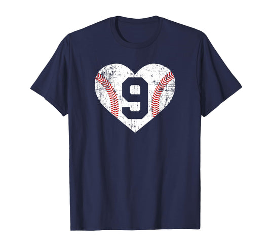Vintage Baseball 9 Jersey Number T-Shirt