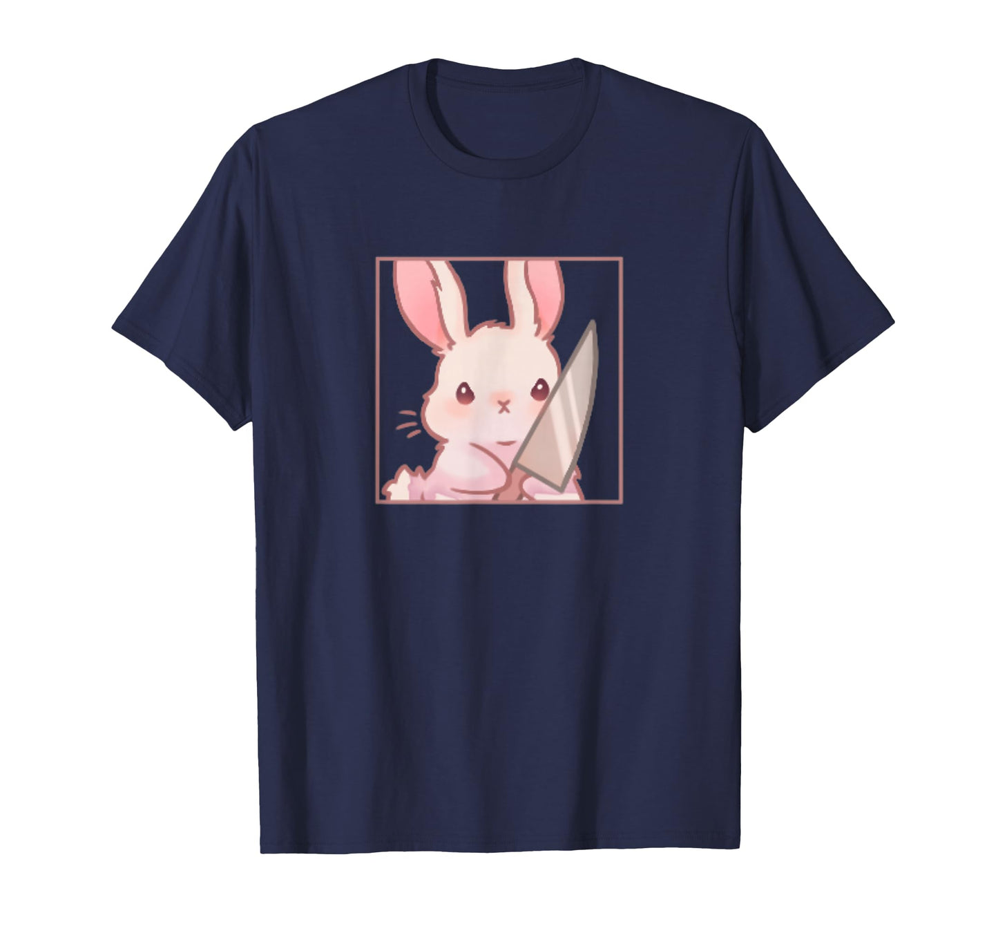 Cute Kawaii Cartoon Coquette Emote Angry Rabbit Bunny Knife T-Shirt