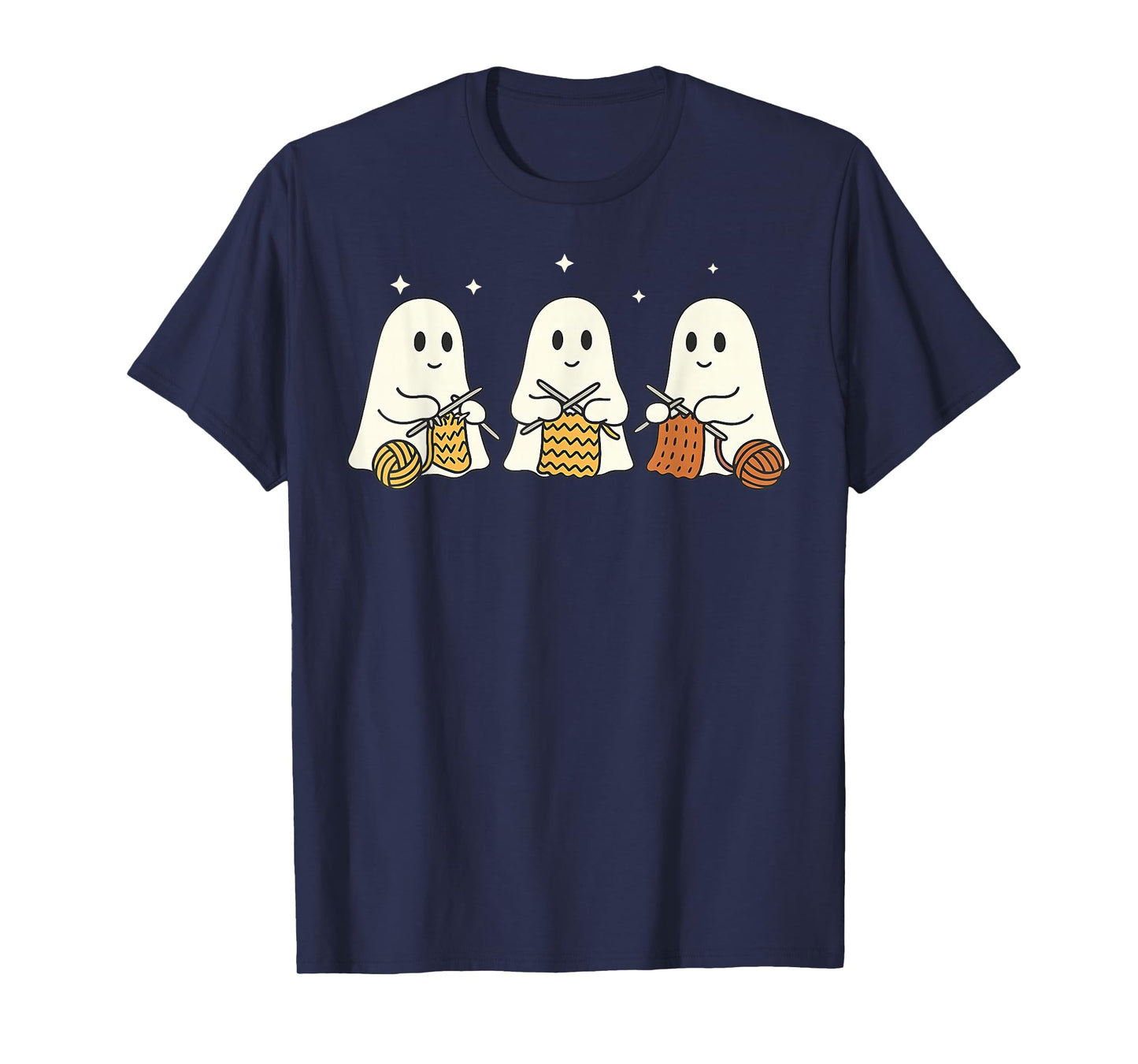 Ghost Knitting Yan Halloween Knitter Craft Mom Knit T-Shirt