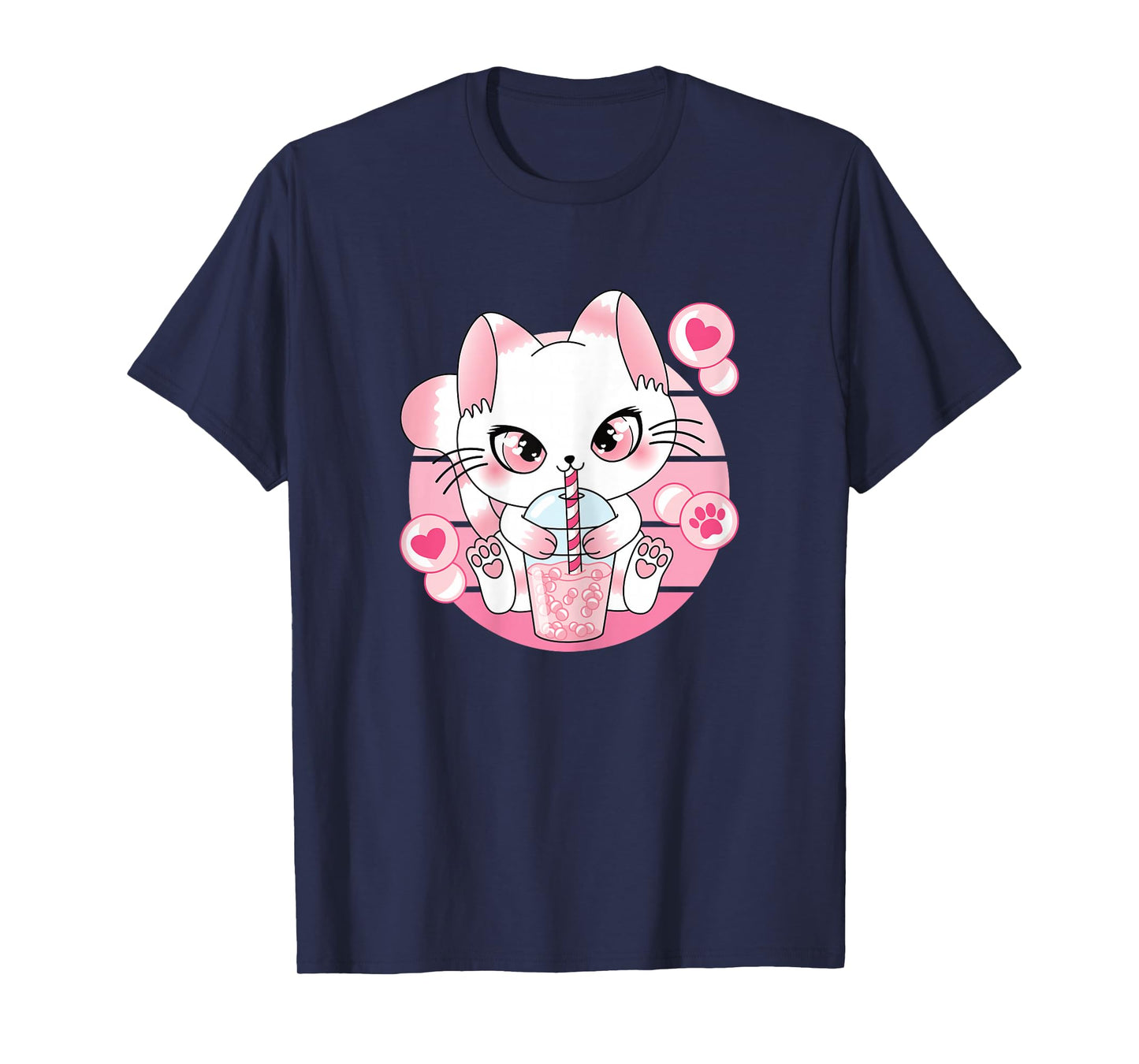 Japanese Anime Cat Kawaii Bubble Tea Women Girls Kids T-Shirt
