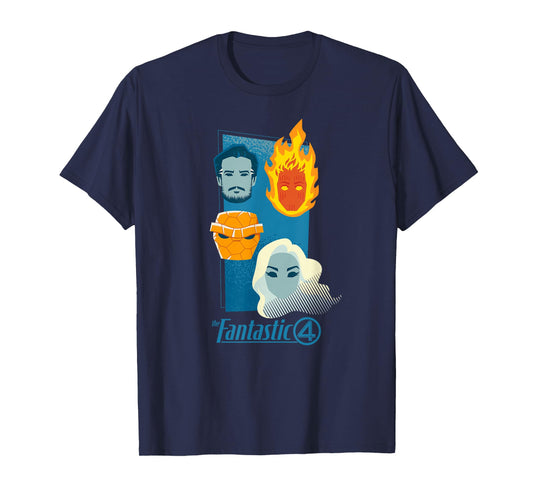 Marvel Studios The Fantastic Four: First Steps Retro Faces T-Shirt