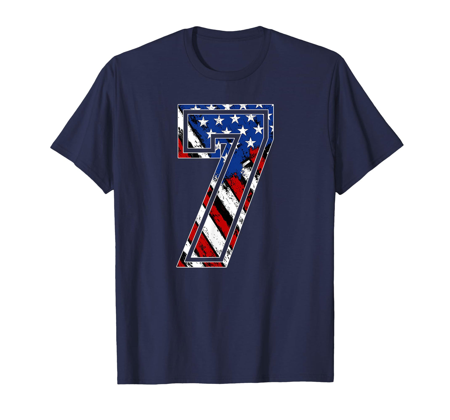 Number 7 Red White and Blue American Flag #7 Jersey Shirt T-Shirt
