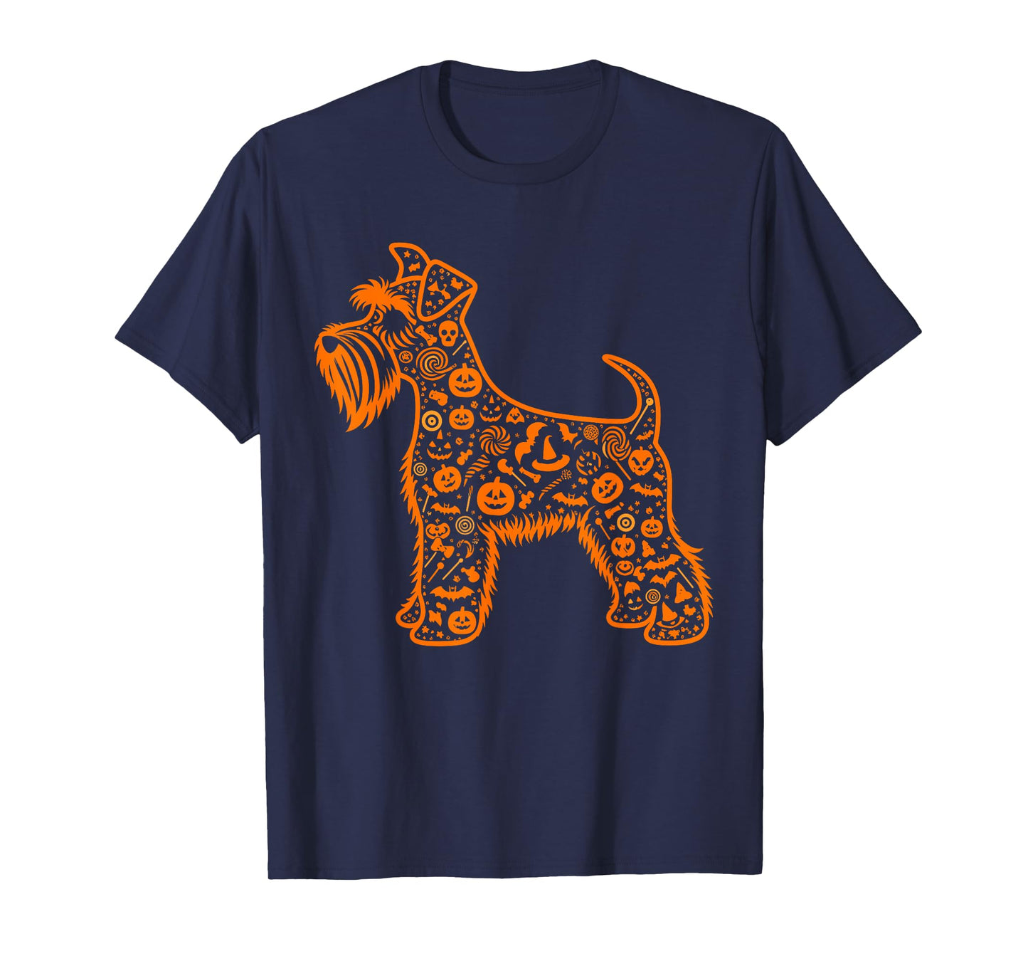 Pumpkin Miniature Schnauzer Candy Halloween Mens Womens Kids T-Shirt