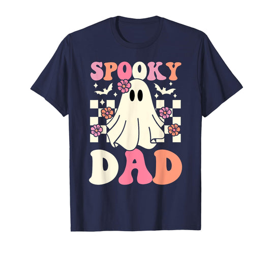 Spooky Dad Halloween Dad Ghost Costume Retro Boo Halloween T-Shirt