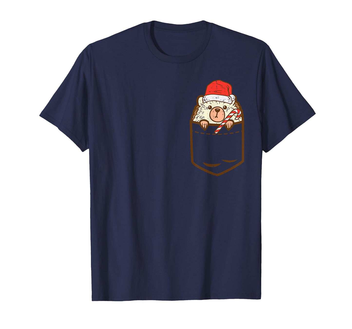 Pocket Hedgehog Santa Cute Animal Christmas Xmas Men Women T-Shirt