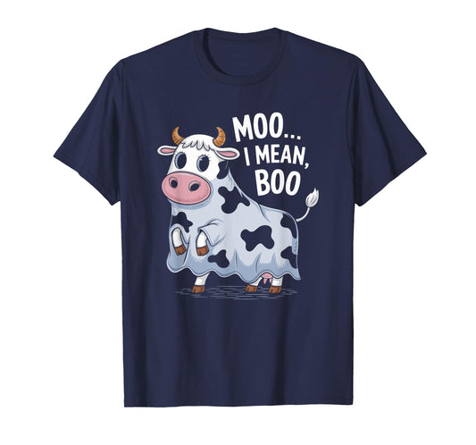 Ghost Cow Moo I Mean Boo Halloween Costume Funny Cow Lover T-Shirt