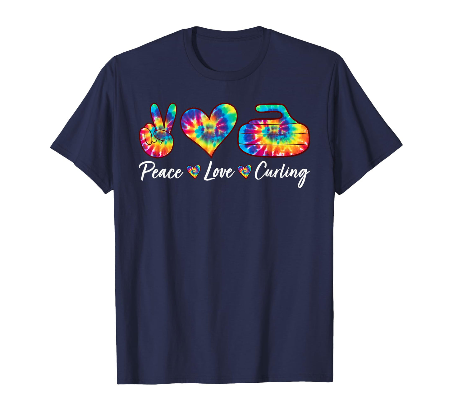 Tie Dye Peace Love Curling Sports Team Game Player T-Shirt