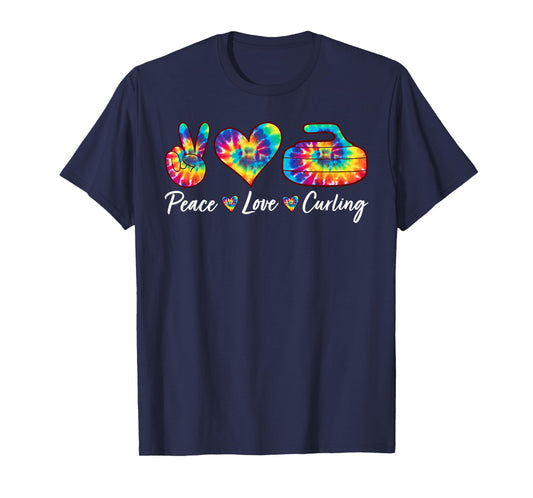 Tie Dye Peace Love Curling Sports Team Game Player T-Shirt