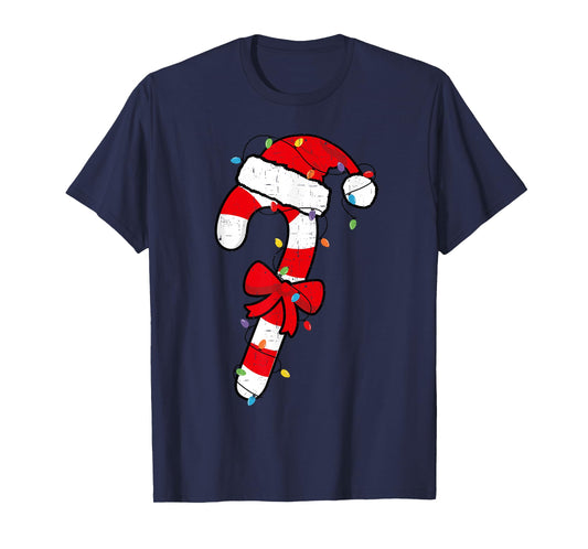 Christmas Candy Cane Santa Xmas Kids Toddler Youth Women Men T-Shirt