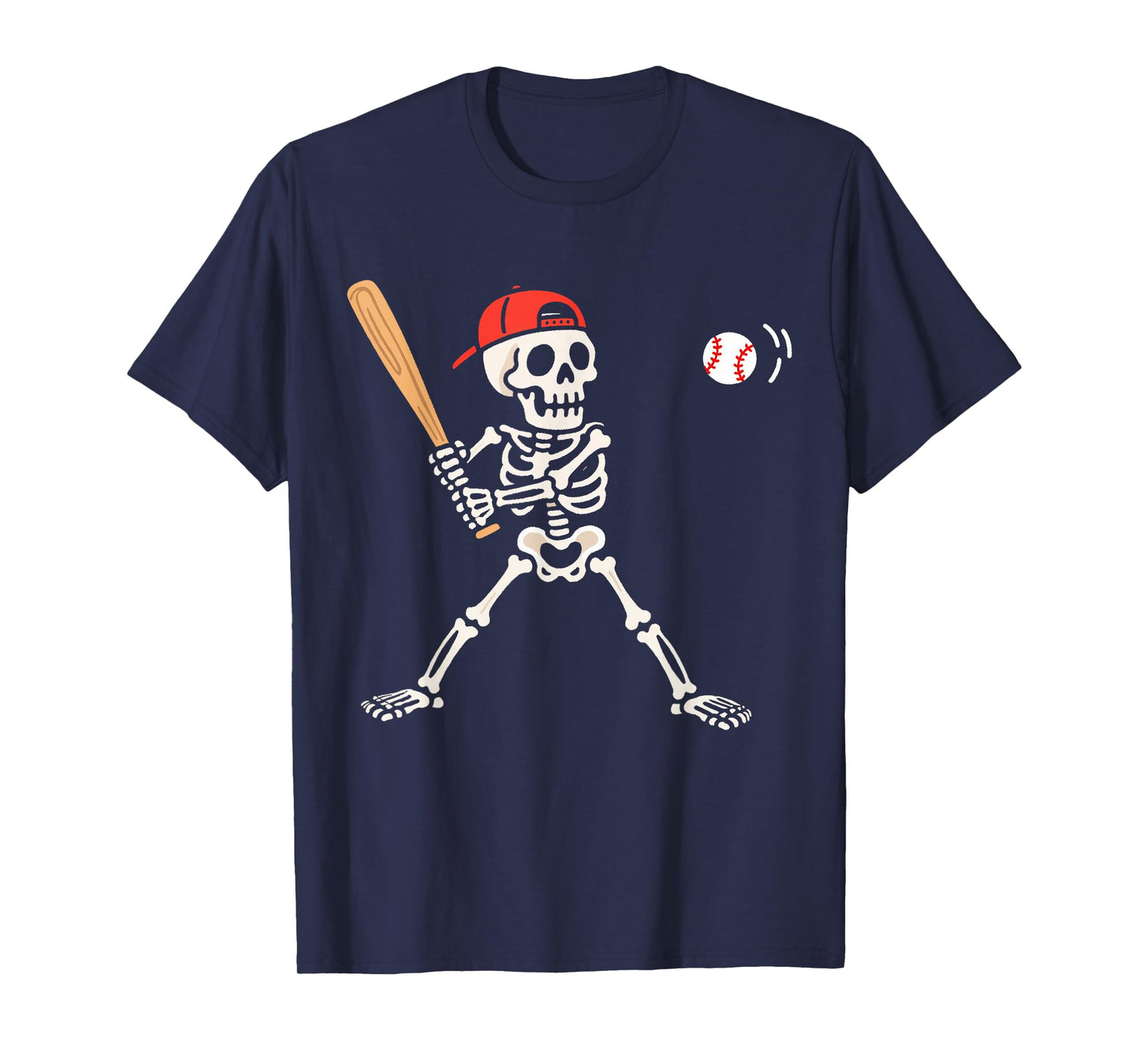 Spooky Skeleton Playing Baseball Halloween Sports Boys Kids T-Shirt