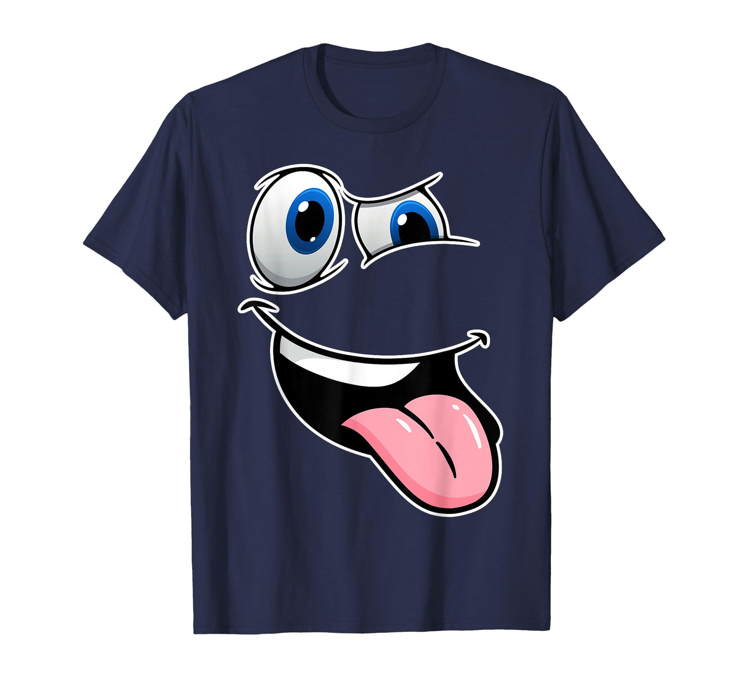 Funny Crazy Eyes & Tongue Out Hilarious Cartoon Face Tee T-Shirt