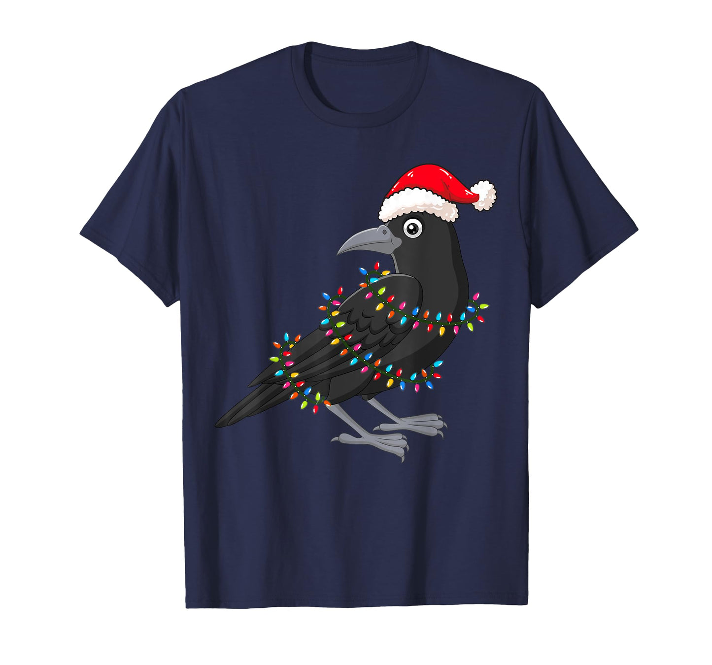 Christmas Lights Crow Wearing Xmas Hat - Funny Crow Lover T-Shirt