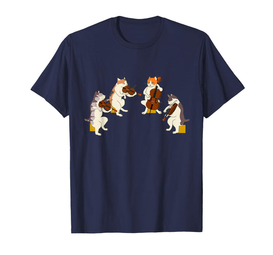 Fun Cats Playing Violin Cello Gift Music Cat Lover T-Shirt