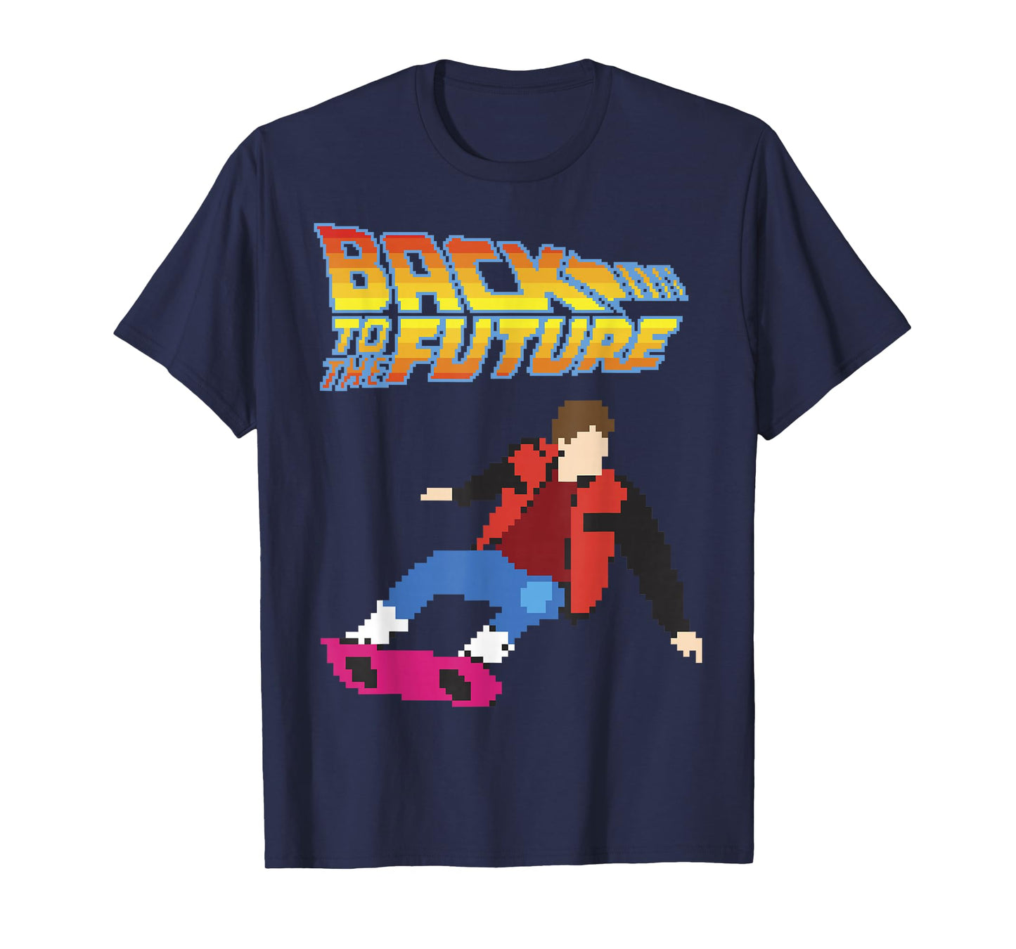 Back to The Future 8-Bit Marty on Hoverboard Graphic T-Shirt T-Shirt