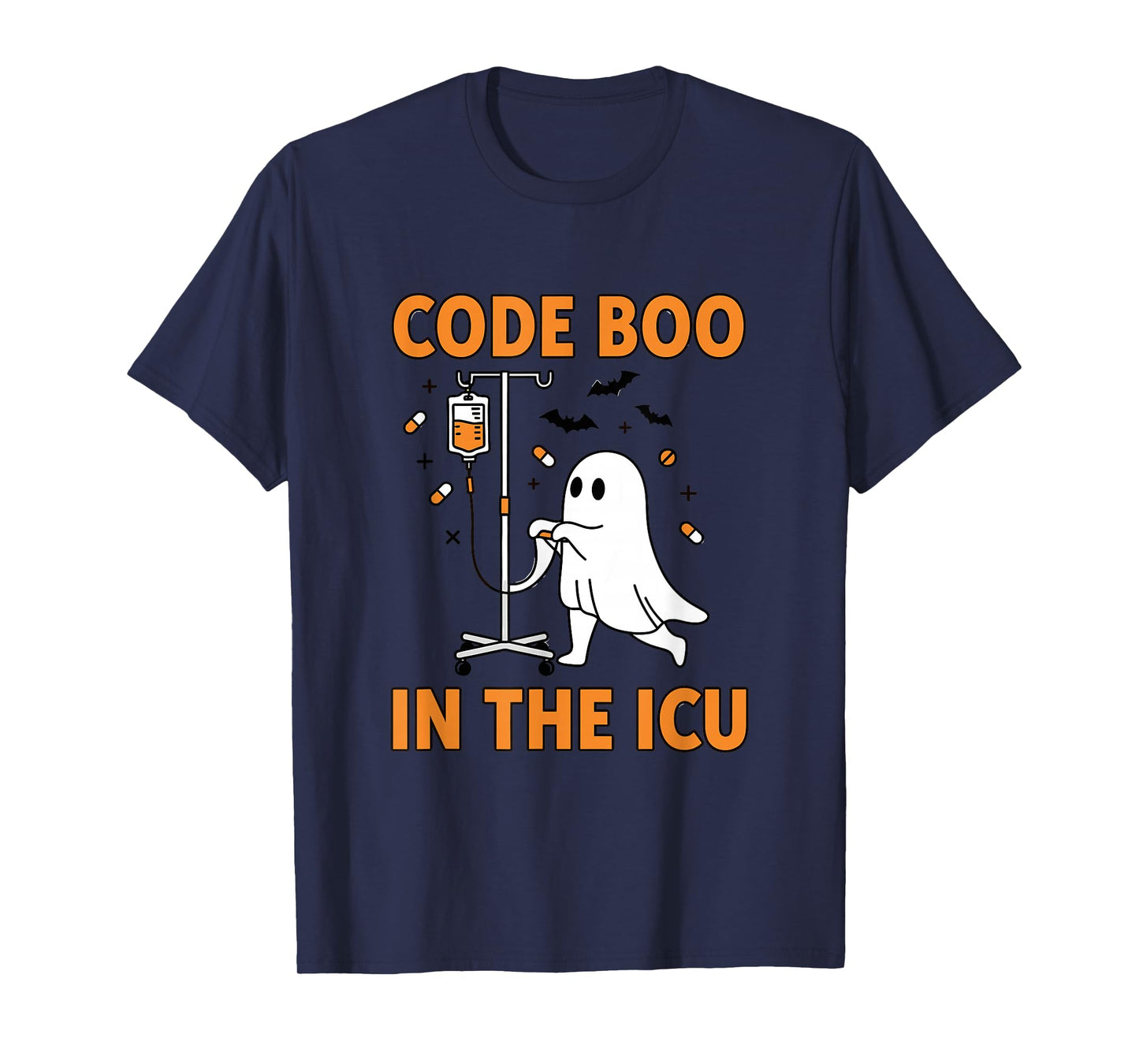 Ghost ICU Nurse Code Boo in ICU Funny Halloween Costume T-Shirt